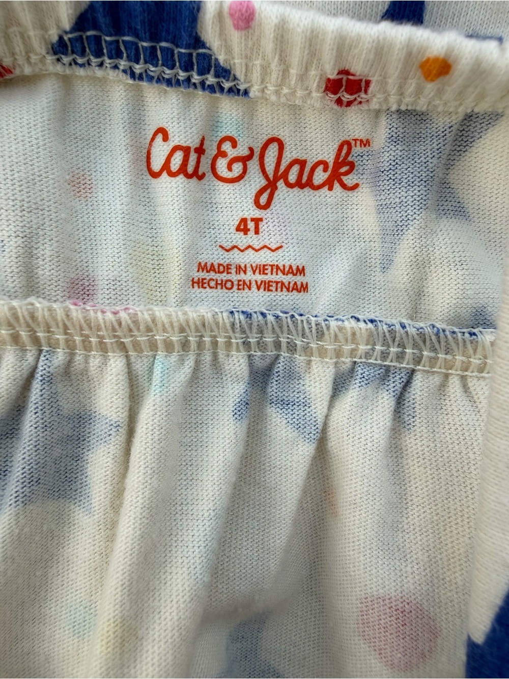 Cat & Jack White Sundress with Navy Stars and Multicolor Polka Dots Size 4T - Picture 5 of 6